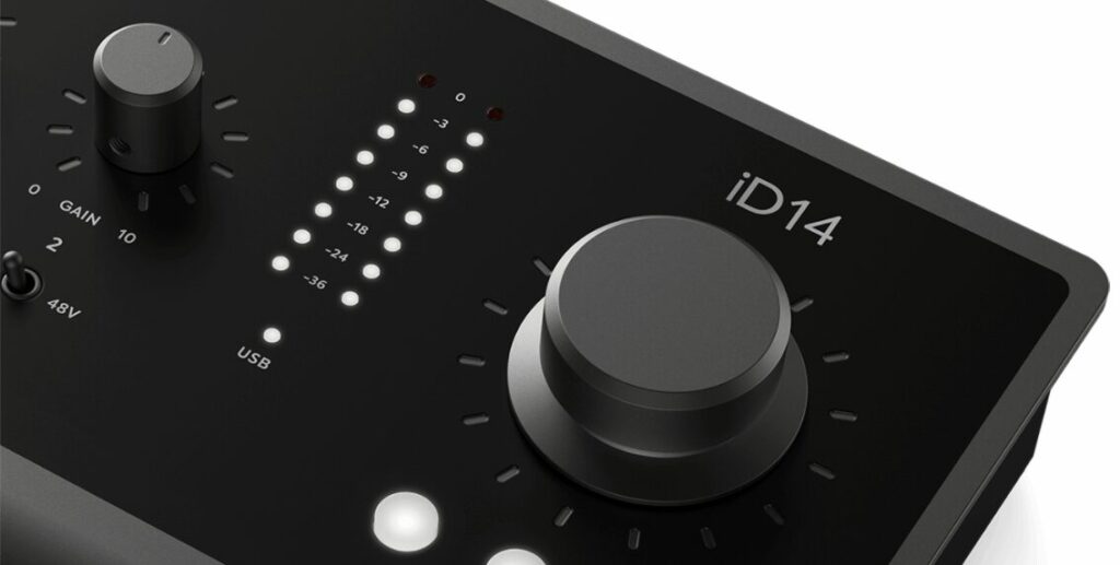 Audient iD14 with dBFS Peak Meter (Source audient.com)